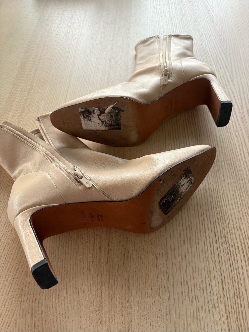 Vince Cream Pointed-Toe Mid-Calf Block Heel Boots - Picture 5 of 8